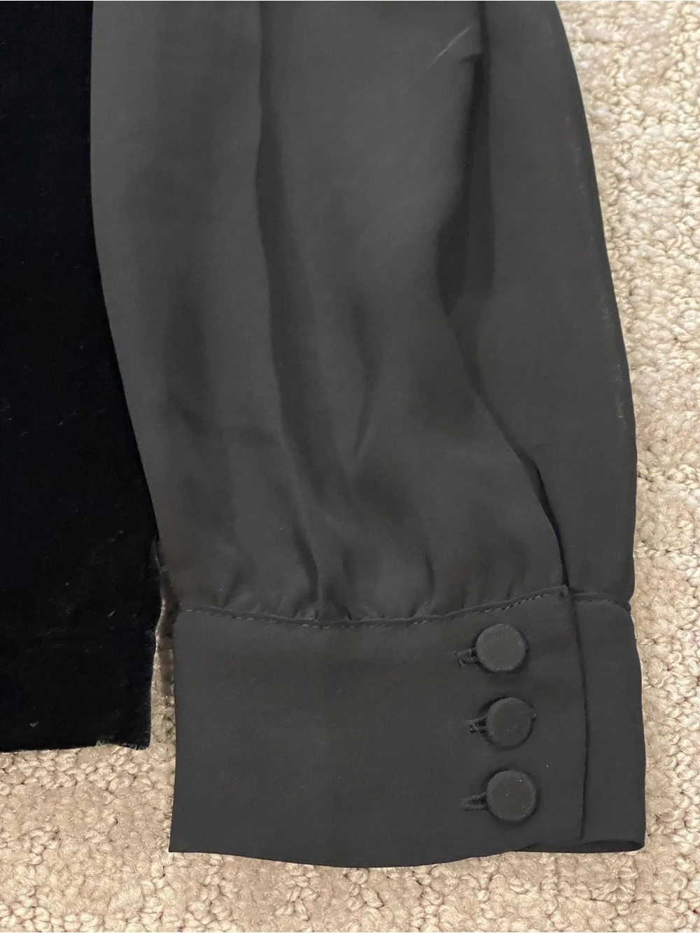 NWT J. Crew Black Velvet Top with Sheer Long Puff Sleeves, Crew Neck, Size XS